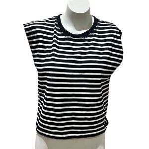 Miuo Muse Women's Striped Sleeveless T-Shirt Black Size L